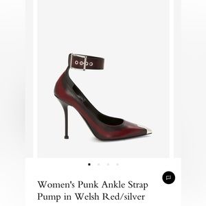 COPY - Alexander McQueen Punk Ankle strap pump in red/black. Retails for $950.00